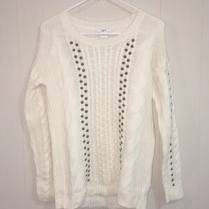 Bar III Studded Long Sleeve Sweater Size S